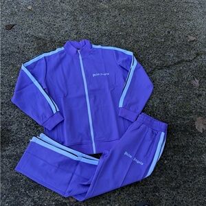 Palm Angels Violet Tracksuit with white Stripes